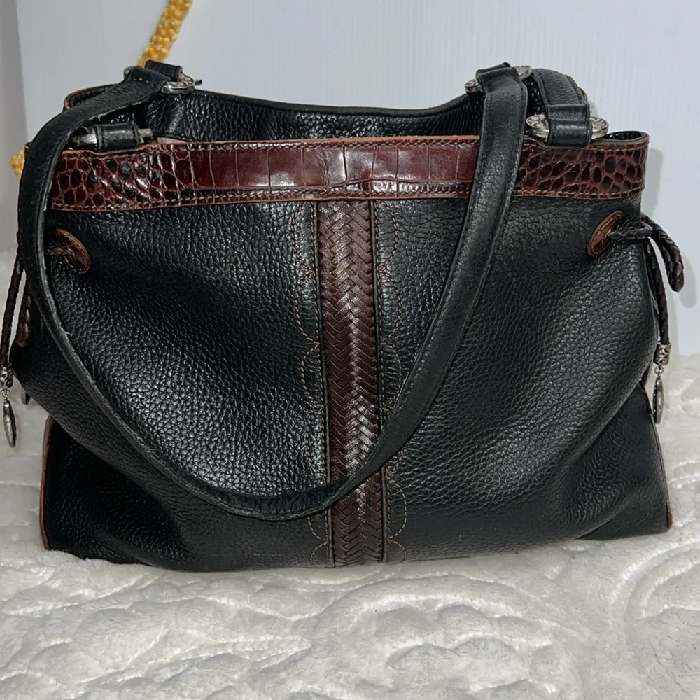 Brighton black leather hand shoulder bag 1 - Picture 7 of 13